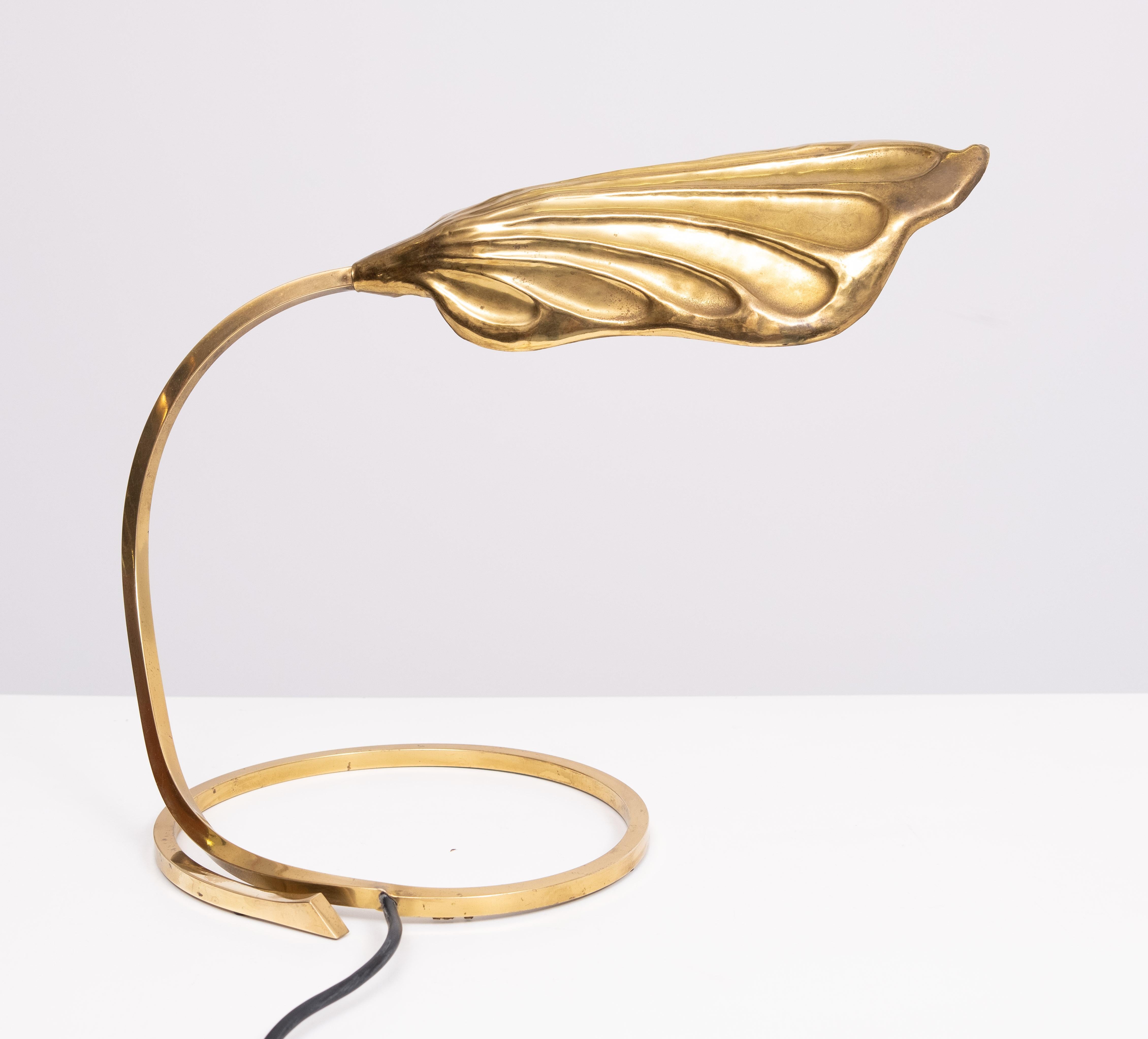 Paar Blatt-Tischlampen aus Messing, entworfen von Carlo Giorgi & Tommaso Barbi, 1970er Jahre im Angebot 9