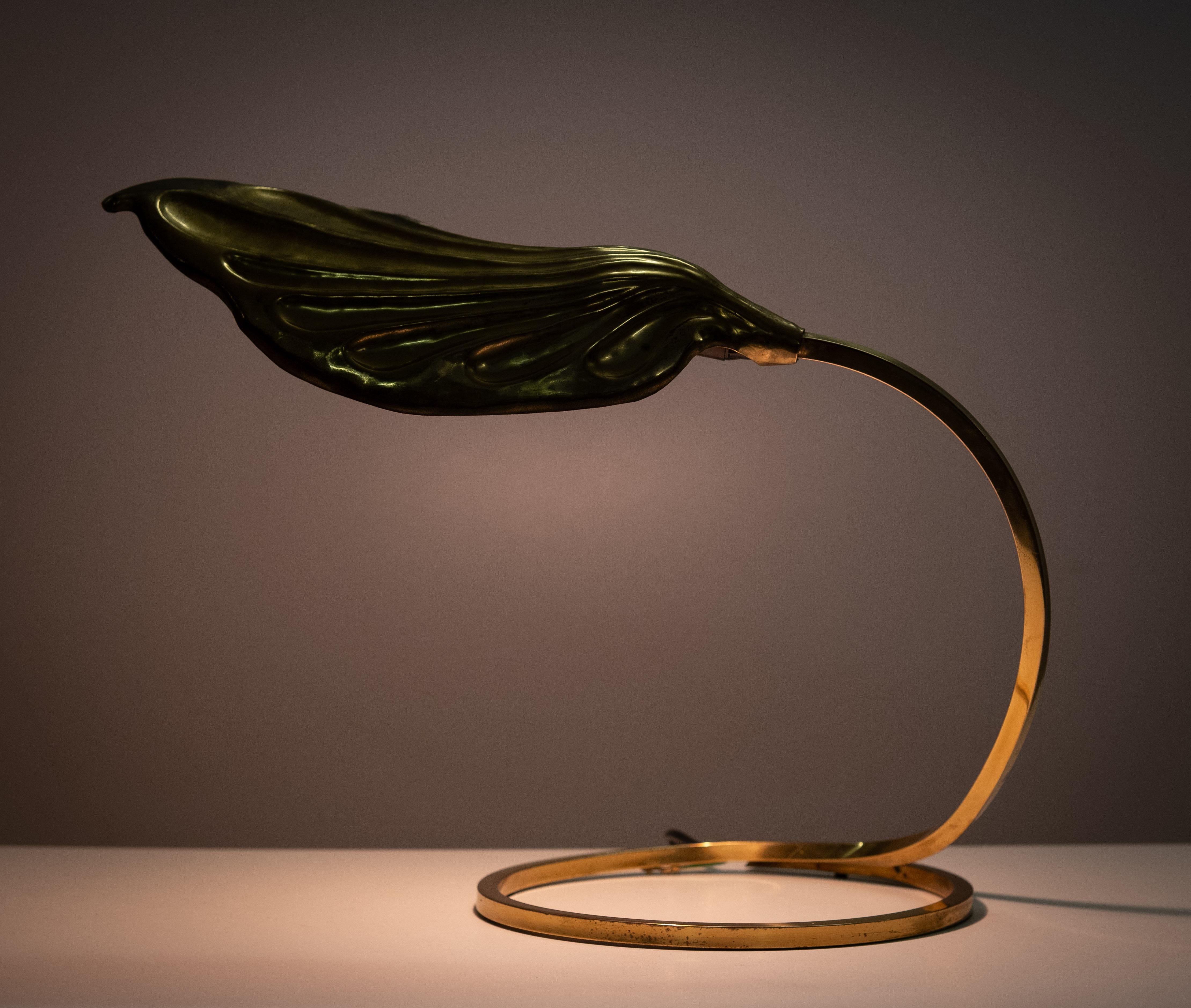 Paar Blatt-Tischlampen aus Messing, entworfen von Carlo Giorgi & Tommaso Barbi, 1970er Jahre im Angebot 10