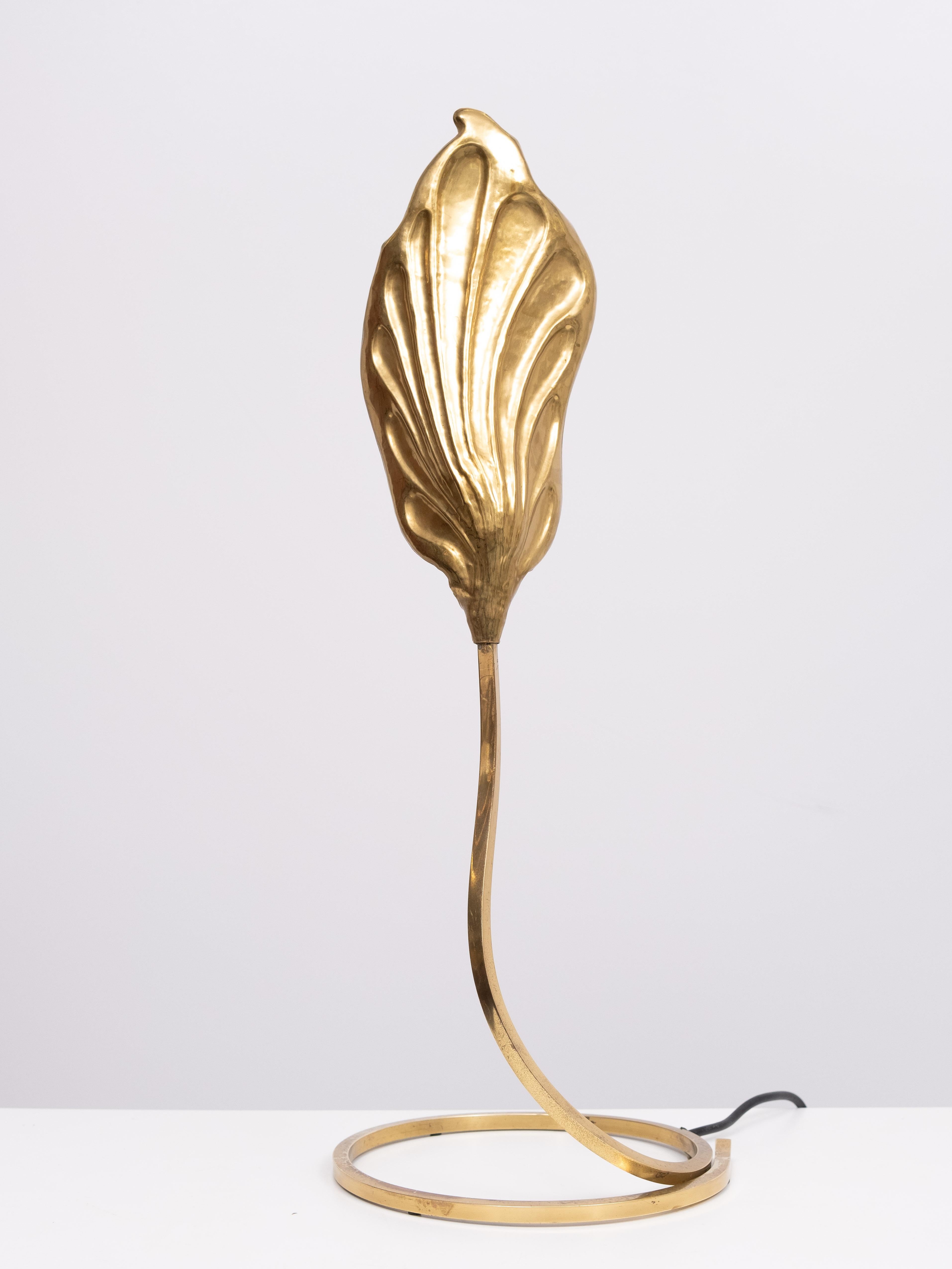 Paar Blatt-Tischlampen aus Messing, entworfen von Carlo Giorgi & Tommaso Barbi, 1970er Jahre im Angebot 11