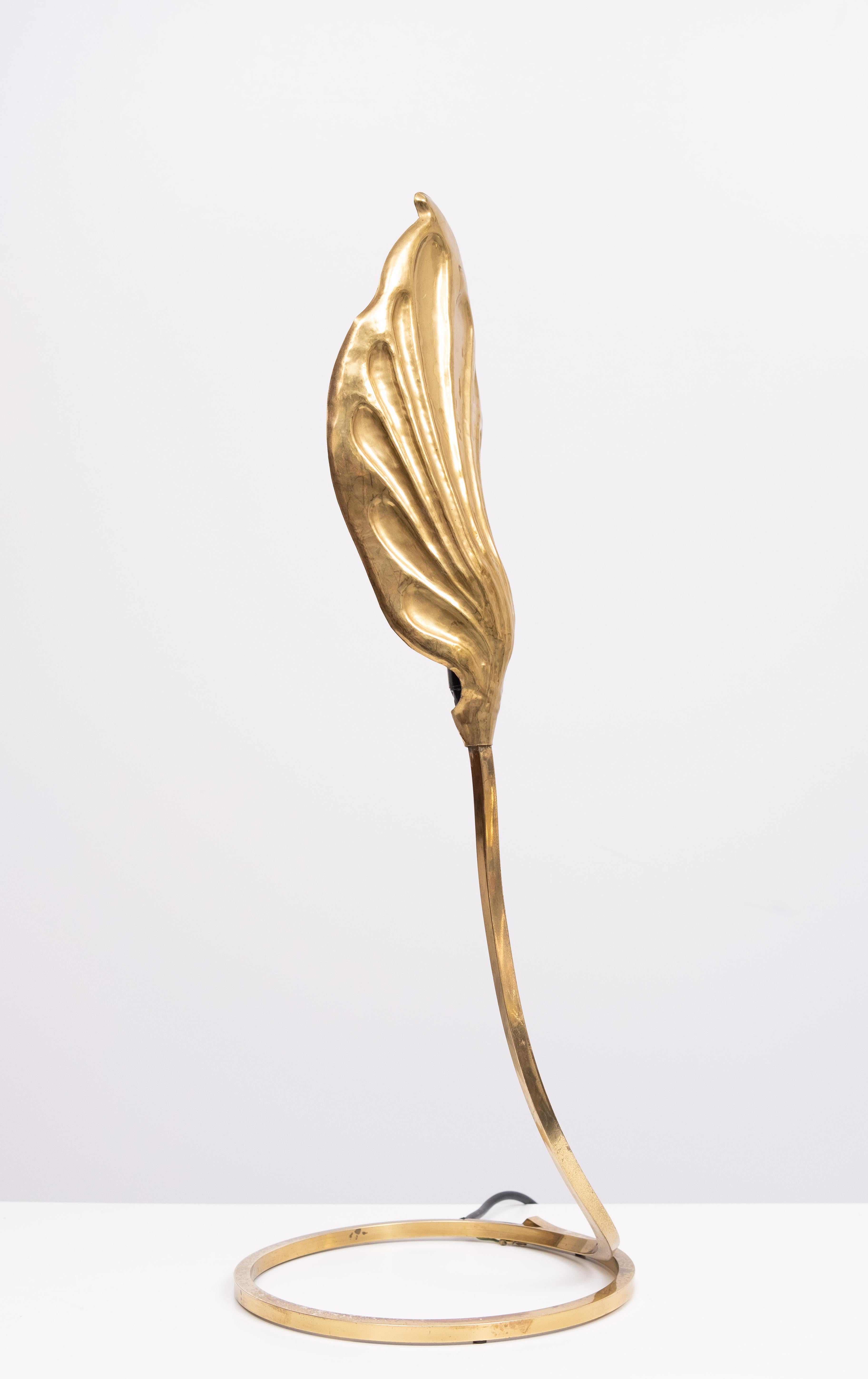 Paar Blatt-Tischlampen aus Messing, entworfen von Carlo Giorgi & Tommaso Barbi, 1970er Jahre im Angebot 13