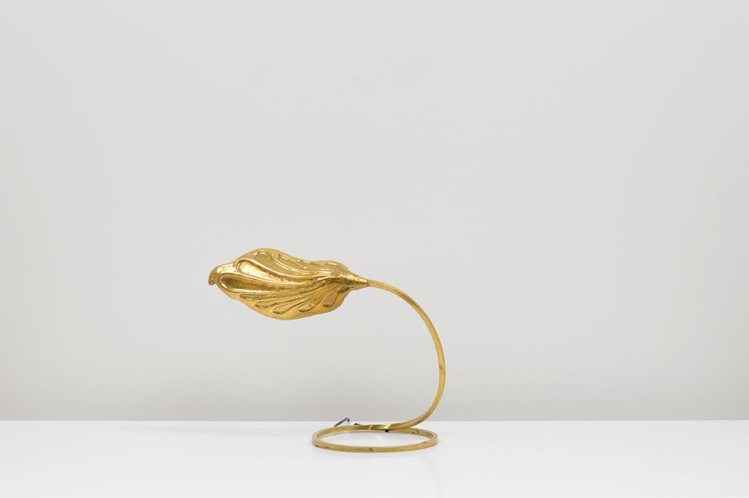Italian Pair Brass Leaf Tables Lamps by Carlo Giorgi & Tommaso Barbi for Bottega Gadda