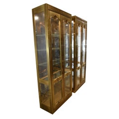 Pair of Brass Mastercraft Curio Display Cabinets Lighted Interior