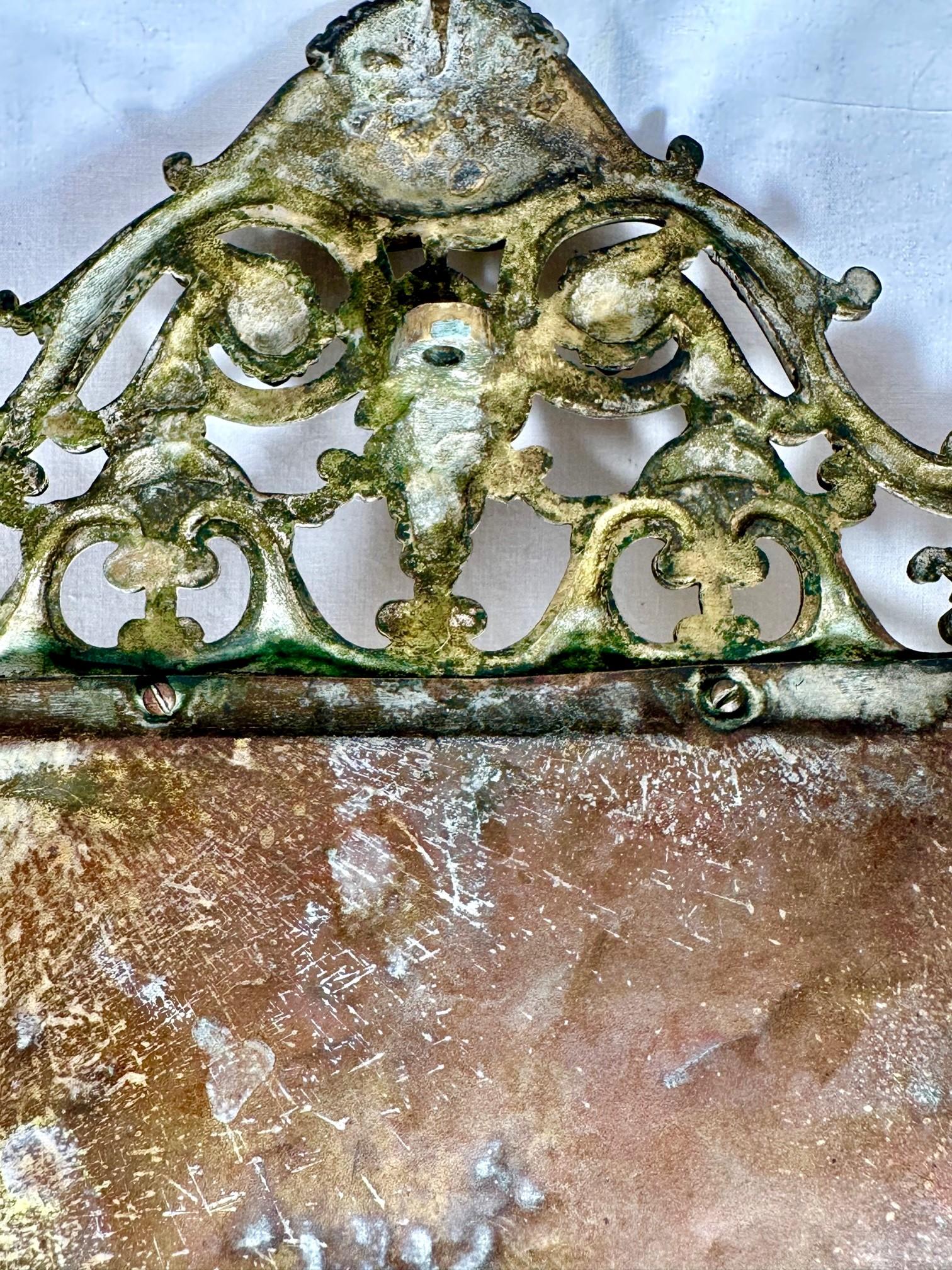 Pair Brass Mirrored Three Arm Candle Victorian Wall Sconces. 7