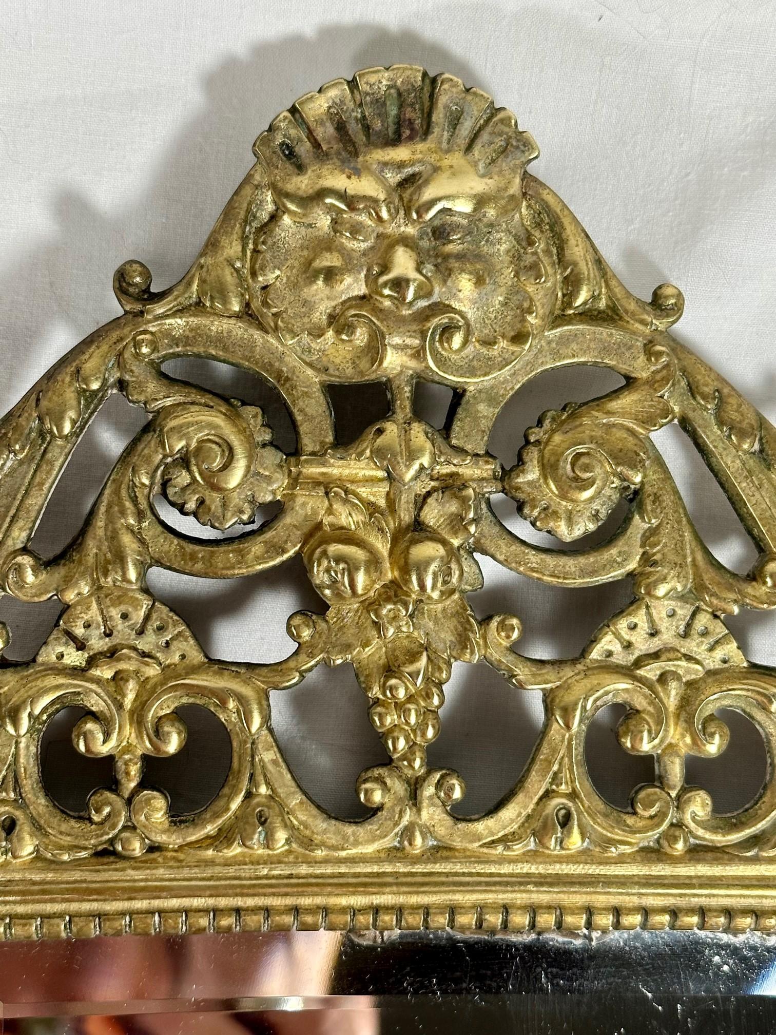 19th Century Pair Brass Mirrored Three Arm Candle Victorian Wall Sconces.