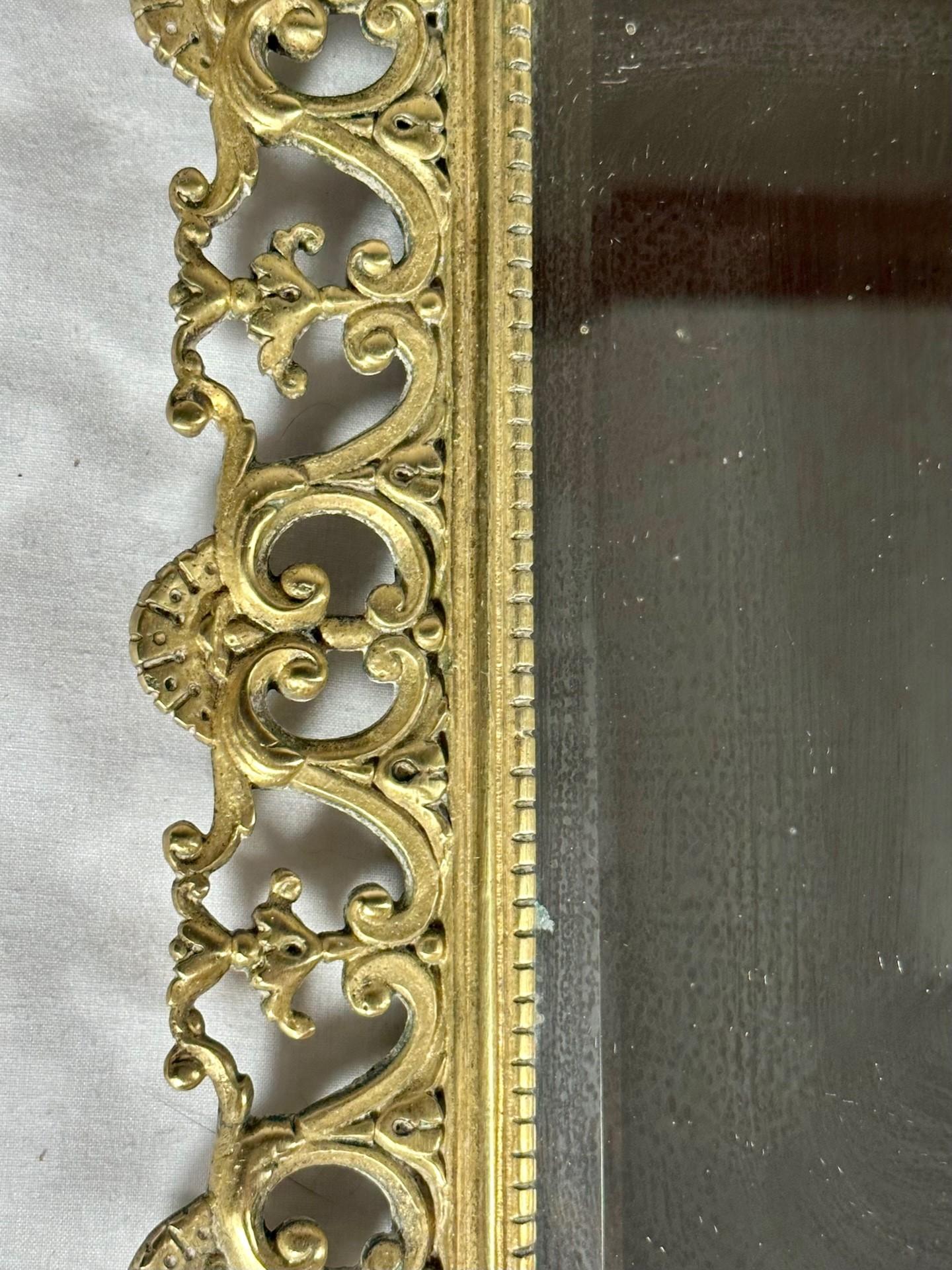 Pair Brass Mirrored Three Arm Candle Victorian Wall Sconces. 1