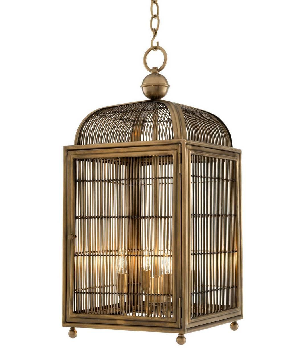 Stunning pair of modern brass four-light ceiling lanterns produced by Eichholtz in Germany, of square form and generous proportions

Bring elegant style to your home with the falcon lantern. This enchanting birdcage Luminaire owes its name to the