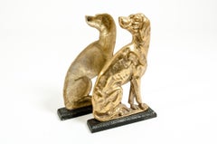 Pair of Brass North American Dog Doorstops or Bookends