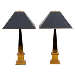 Pair Brass Obelisk Table Lamps