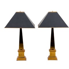 Pair Brass Obelisk Table Lamps
