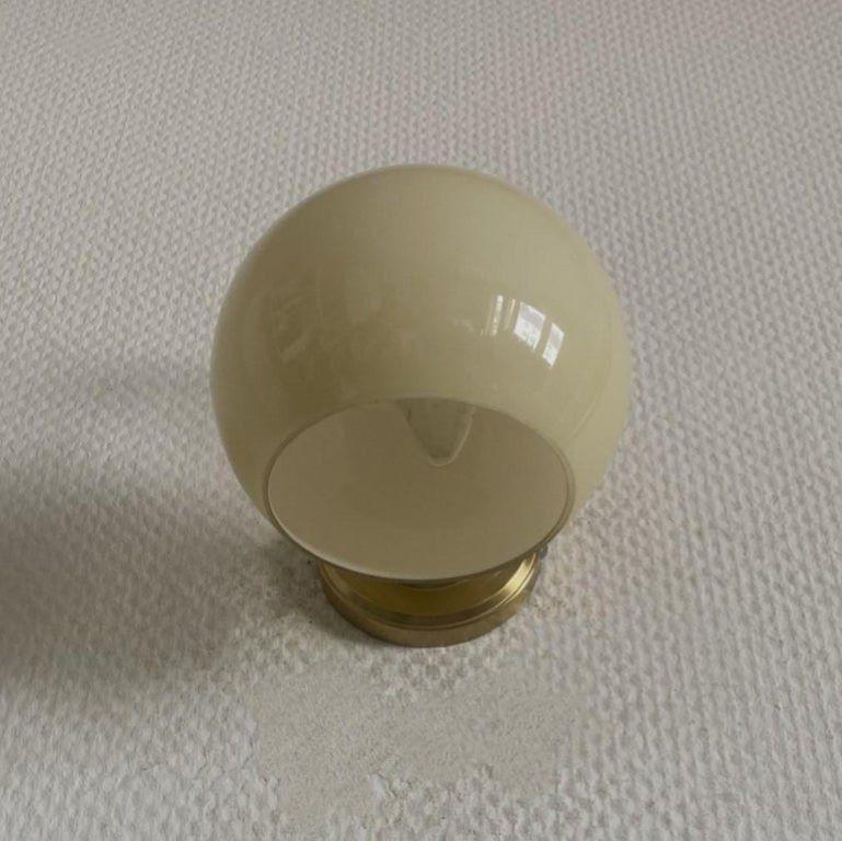 Pair Brass Opaline Glass Wall Sconces Atributed to Paavo Tynell, Finland, 1950s For Sale 3