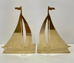 Pair Brass Sailboat Bookends