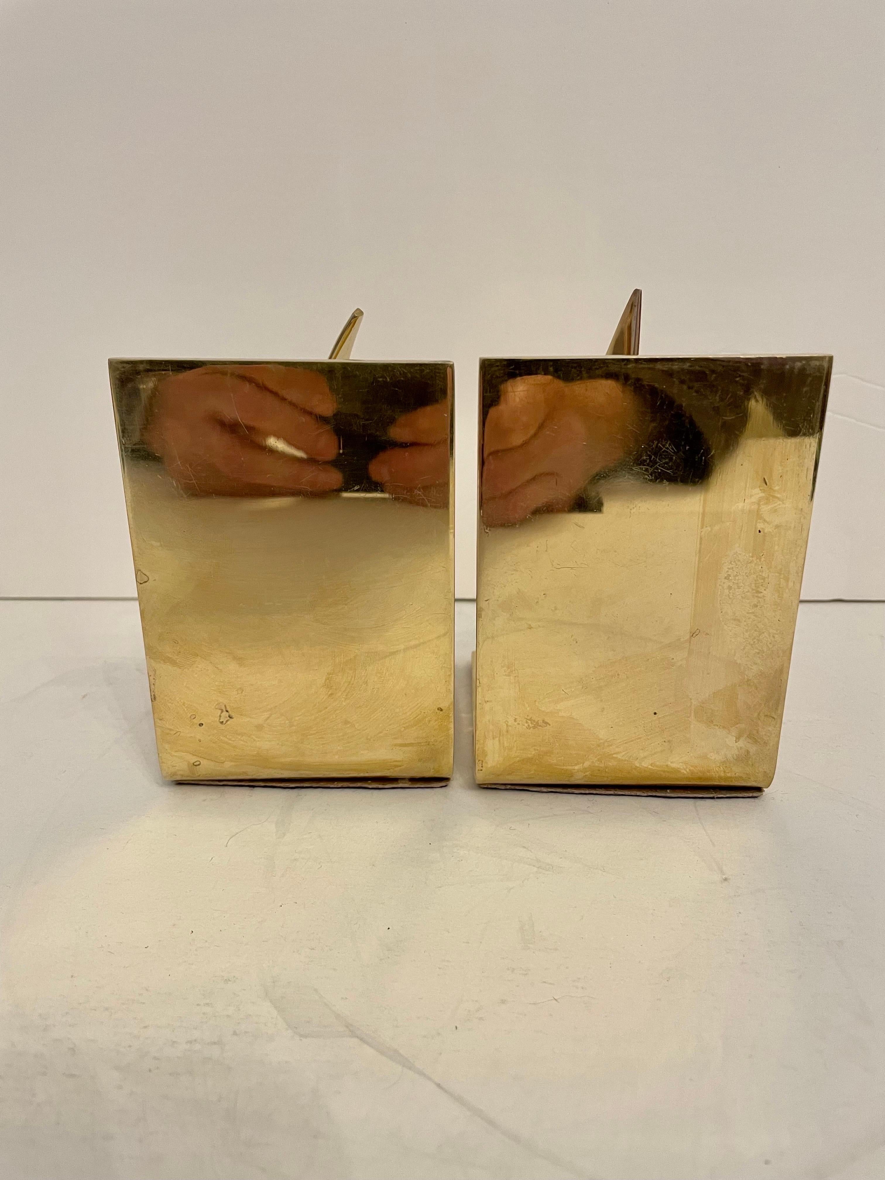 Pair Brass Sailboat Bookends For Sale 1
