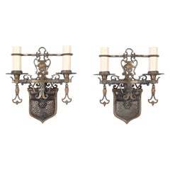 Antique Pair Brass Sconces Removed from a Historic Howard Van Doren Shaw Home c1909
