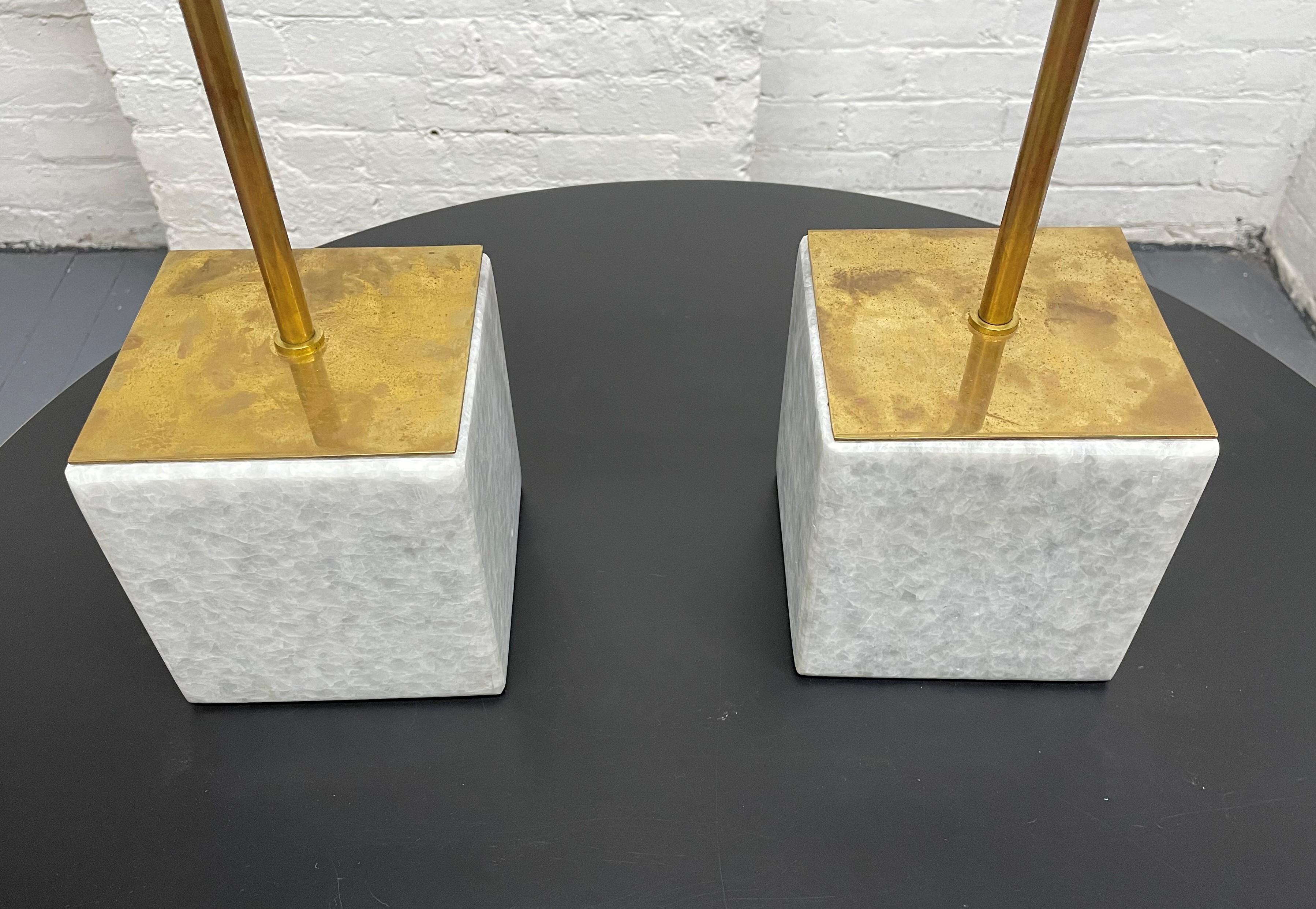Pair Brass Sculptures on Marble Bases In Good Condition For Sale In New York, NY