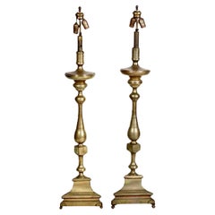 Retro Pair Bronze Spanish-Style Floor Lamps
