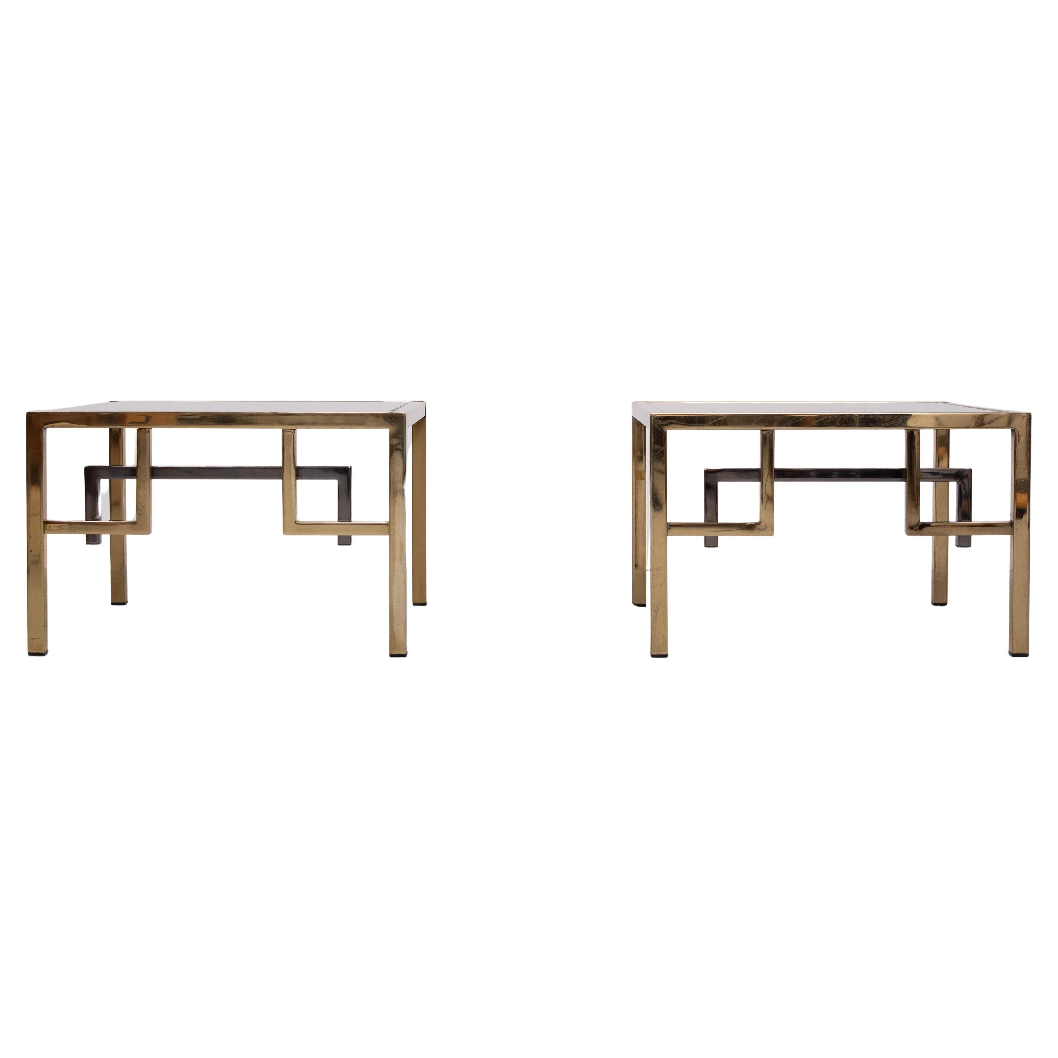 Pair Brass square side tables Belgo Chrome 1970s Belgium For Sale 2