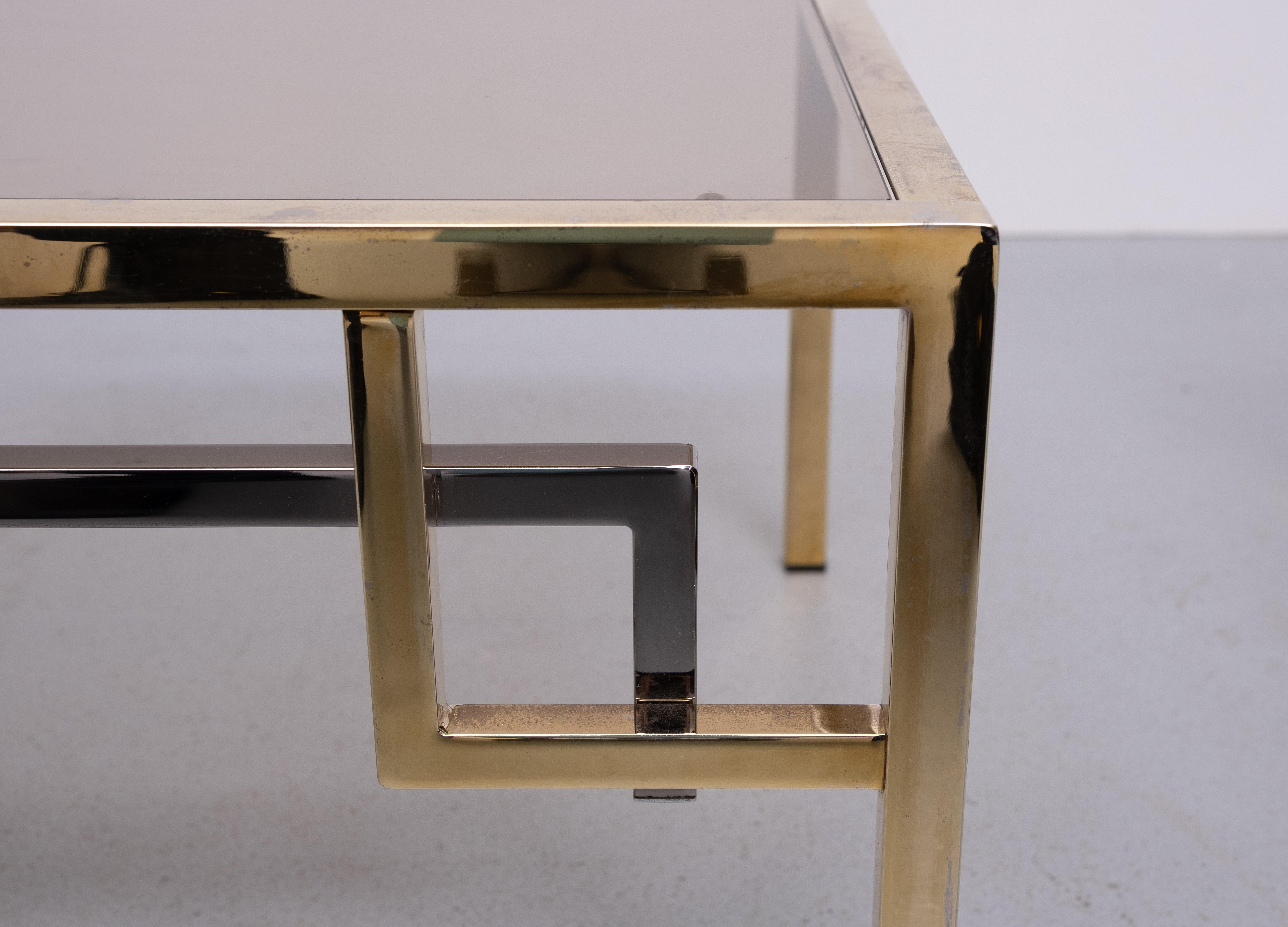 Paire de tables d'appoint carrées en laiton Belgo Chrome 1970 Belgique en vente 4