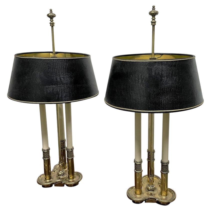 Pair Brass Stiffel Lamps For Sale