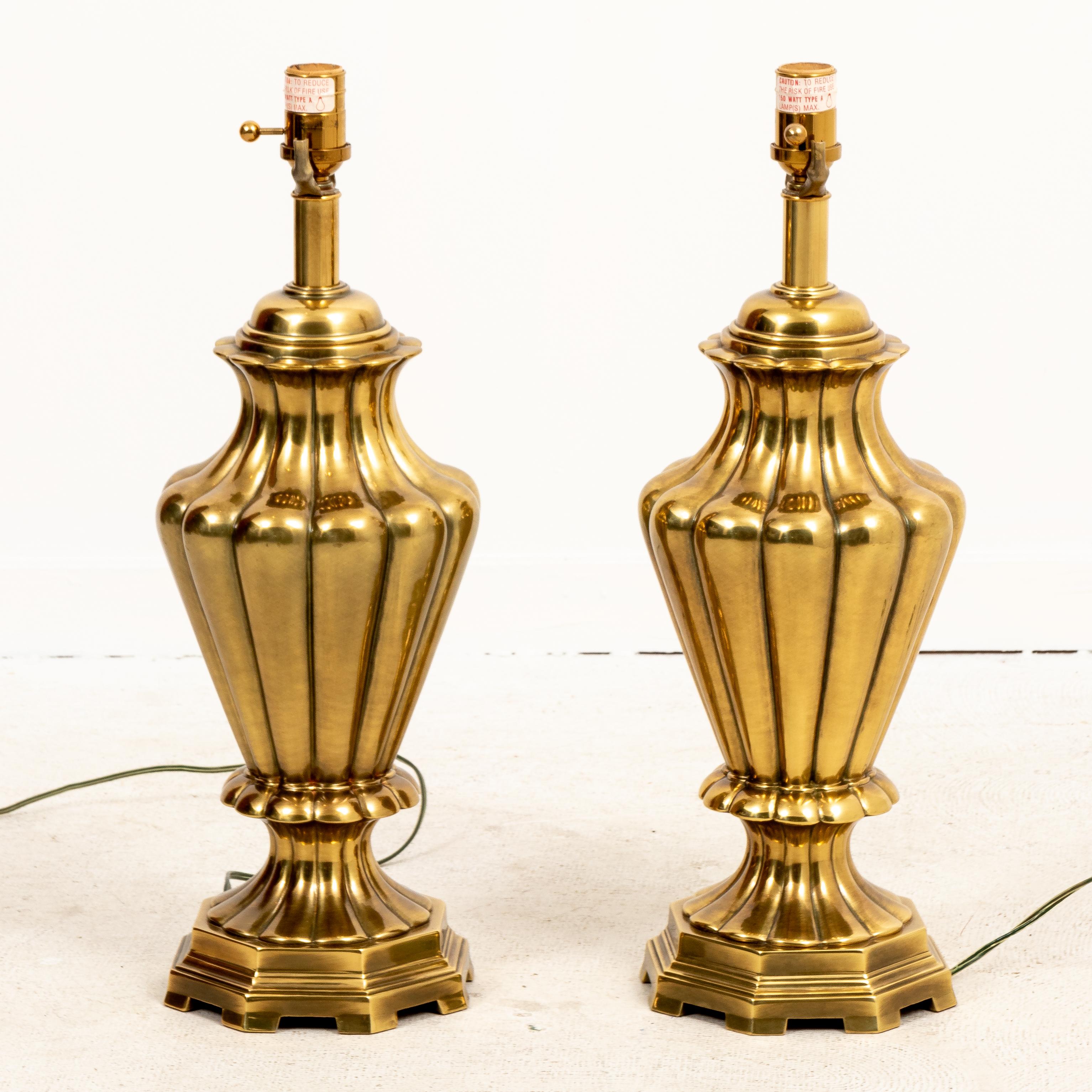 Cast Pair Brass Table Lamps