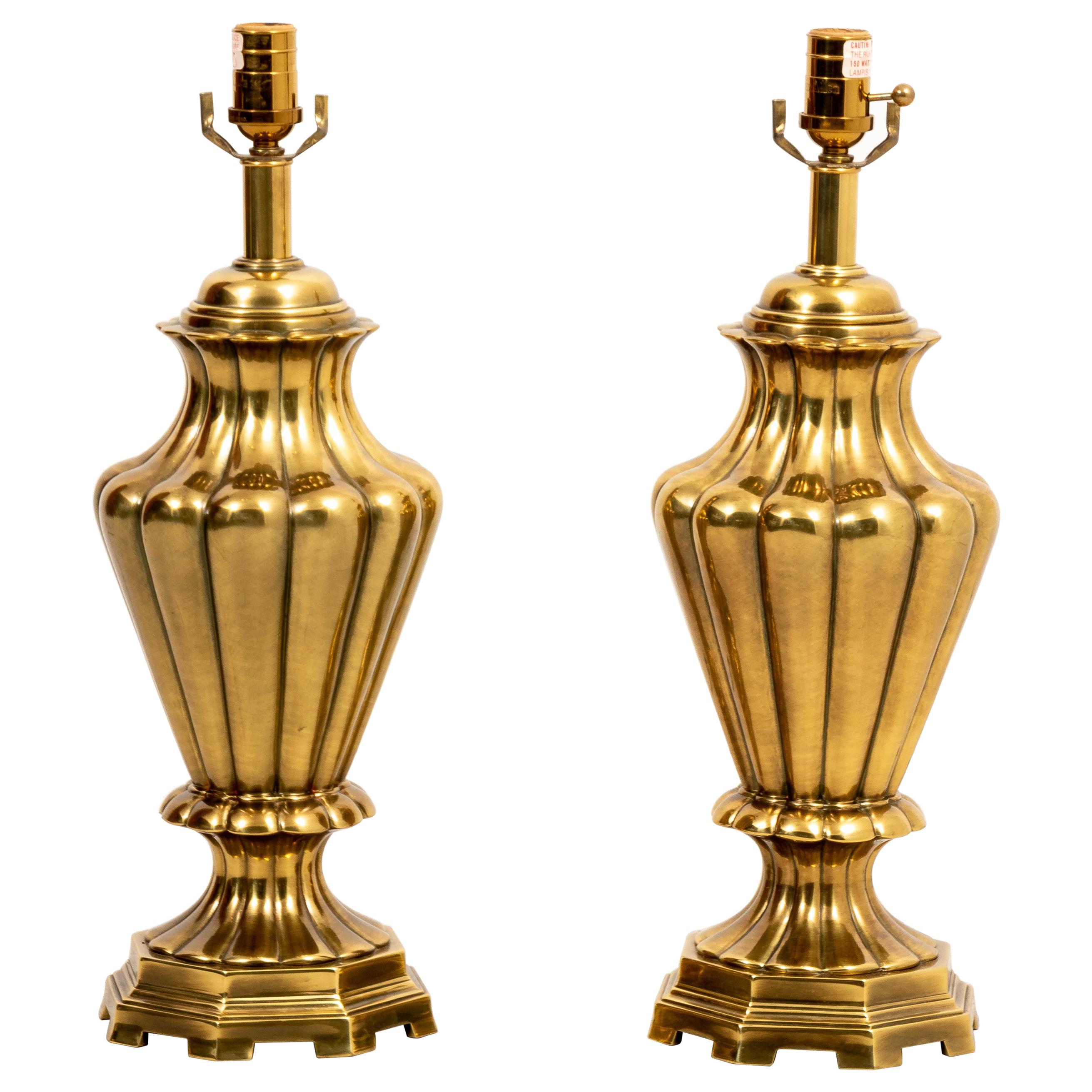 Pair Brass Table Lamps