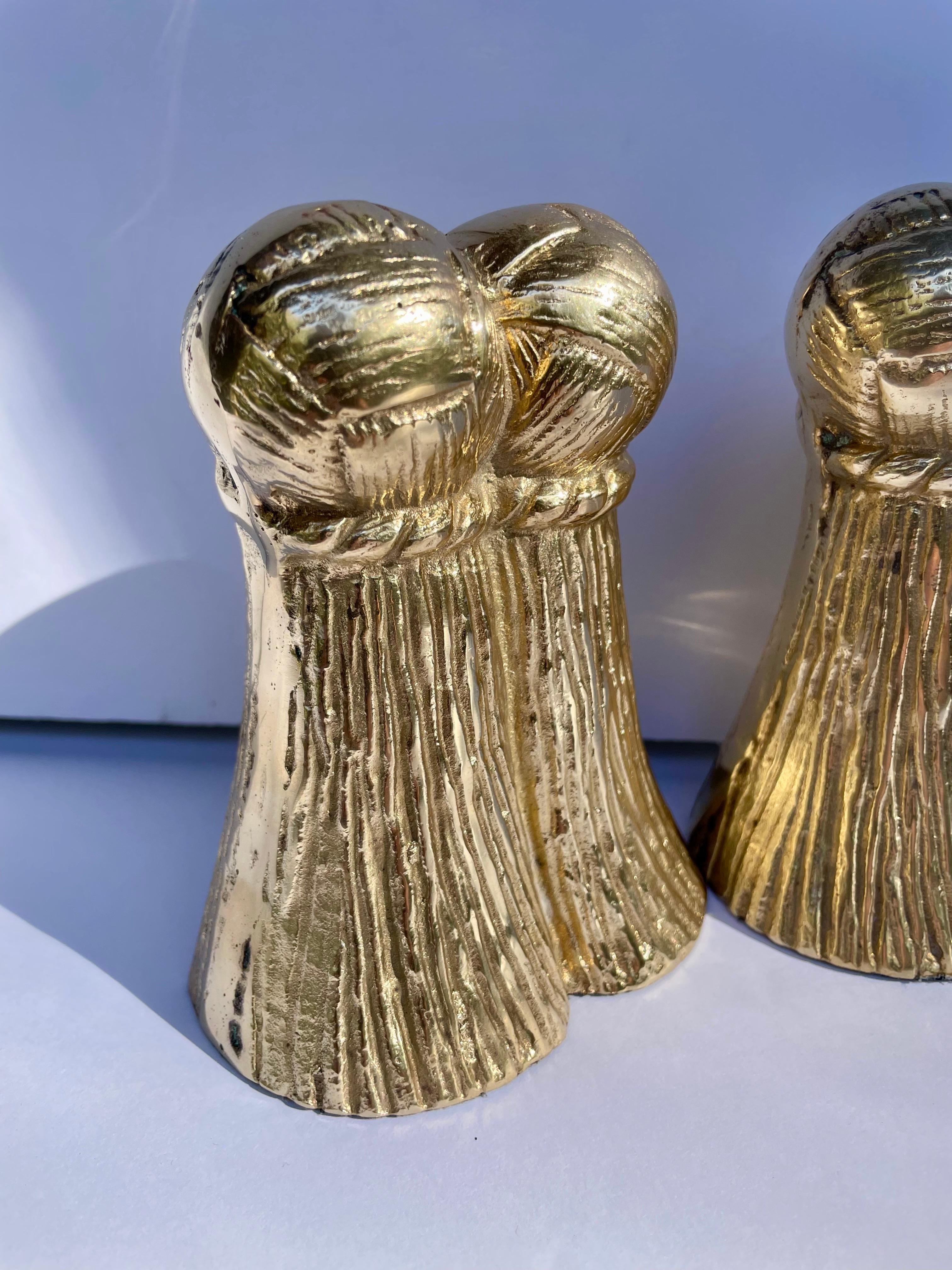 Unknown Pair Brass Tassel Bookends For Sale
