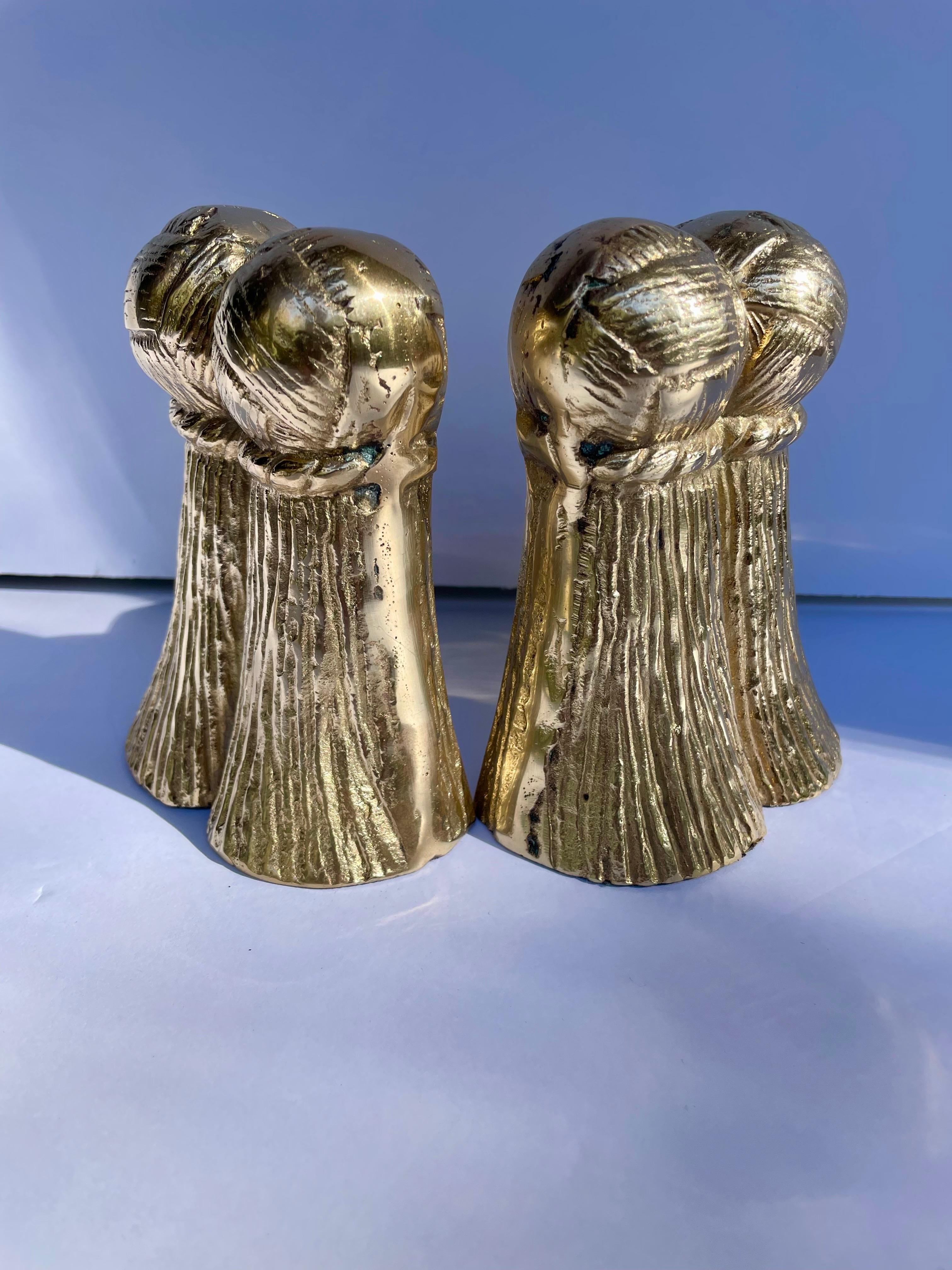 Pair Brass Tassel Bookends For Sale 1