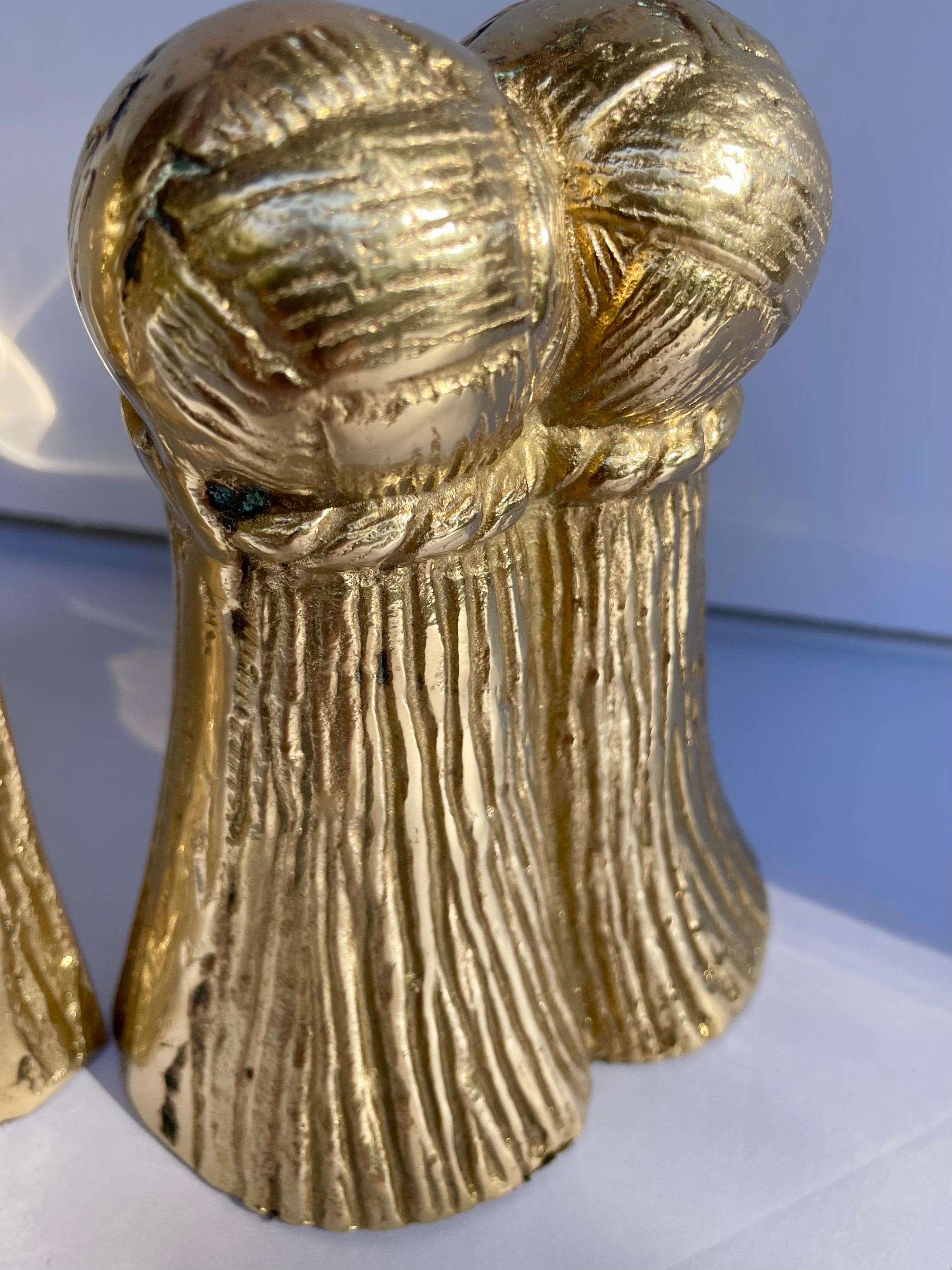 Pair Brass Tassel Bookends For Sale 2