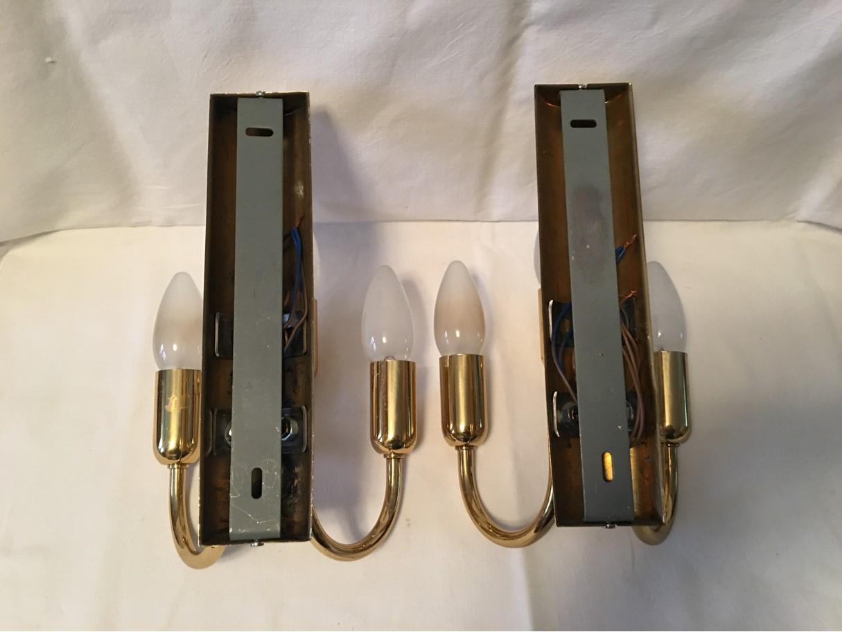 Pair of Brass Three Arms Sputnik Sconces, 1960s, Germany For Sale 7