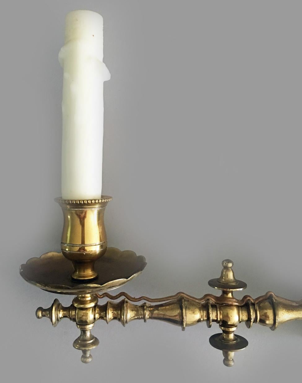 Victorian Pair of Brass Wall Sconces
