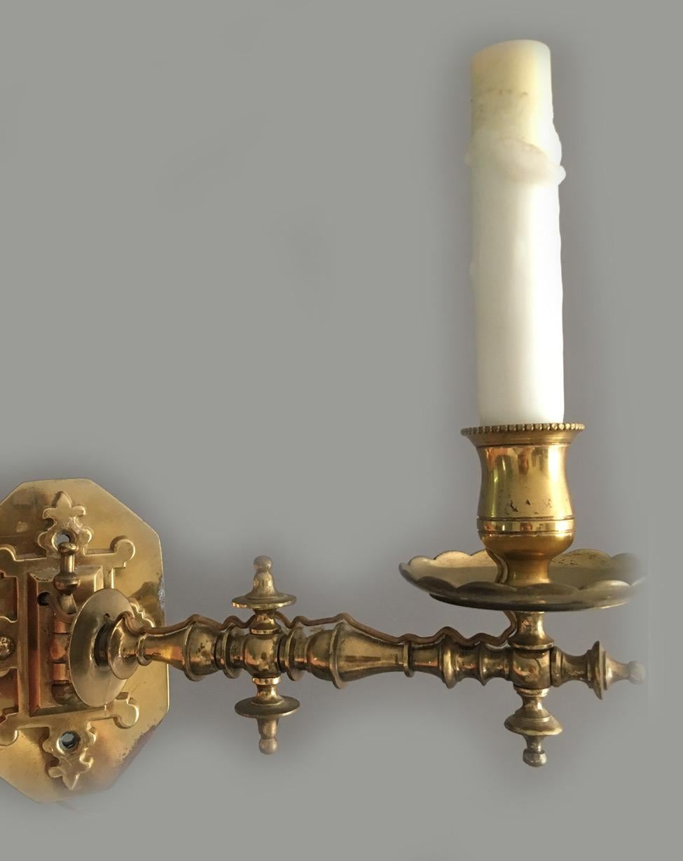 English Pair of Brass Wall Sconces