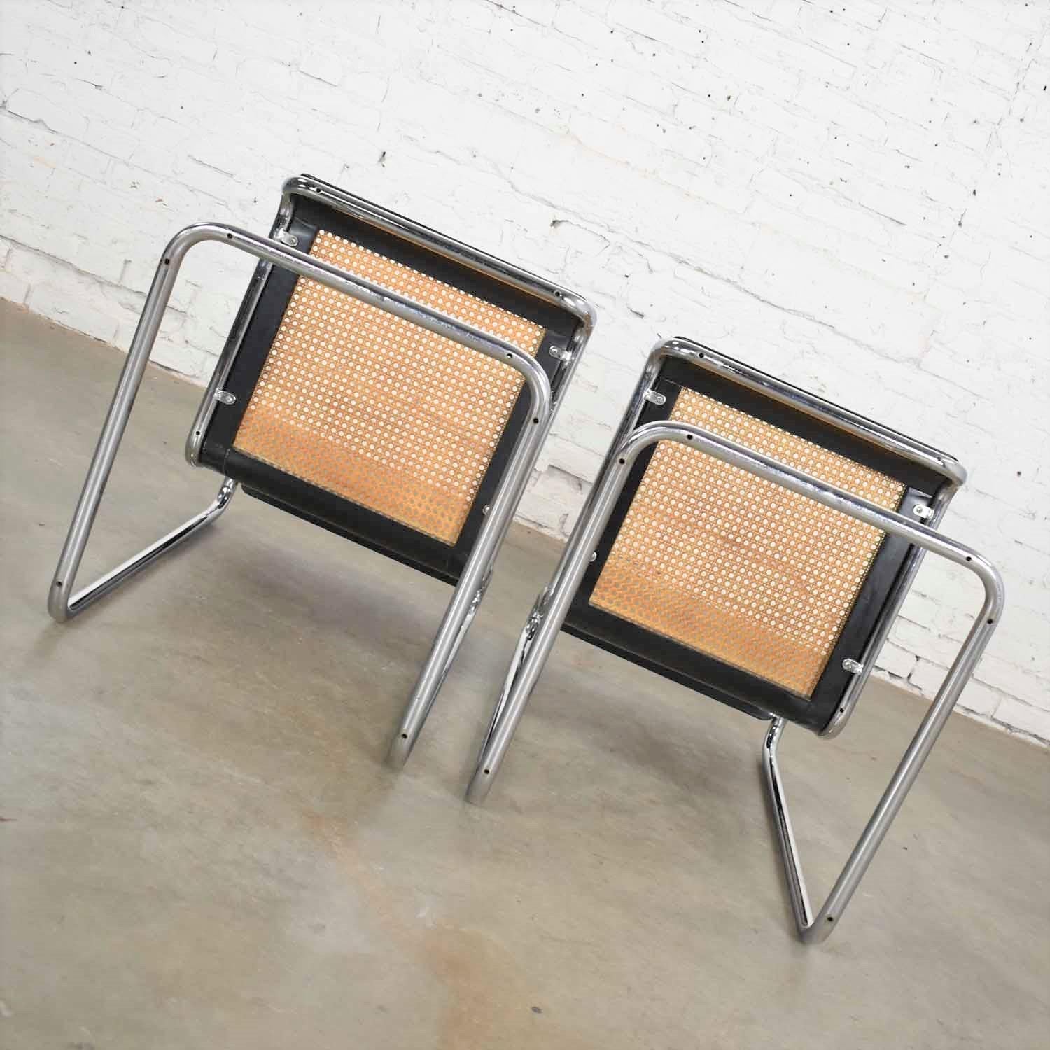 Thonet Bauhaus Style Reverse Cantilever Chairs in Chrome Black Cane by Umanoff 9