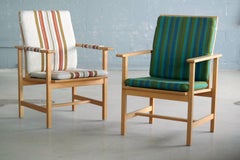 Pair of Børge Mogensen Model 2257, Oak Lounge Chair for Fredericia Stolefabrik