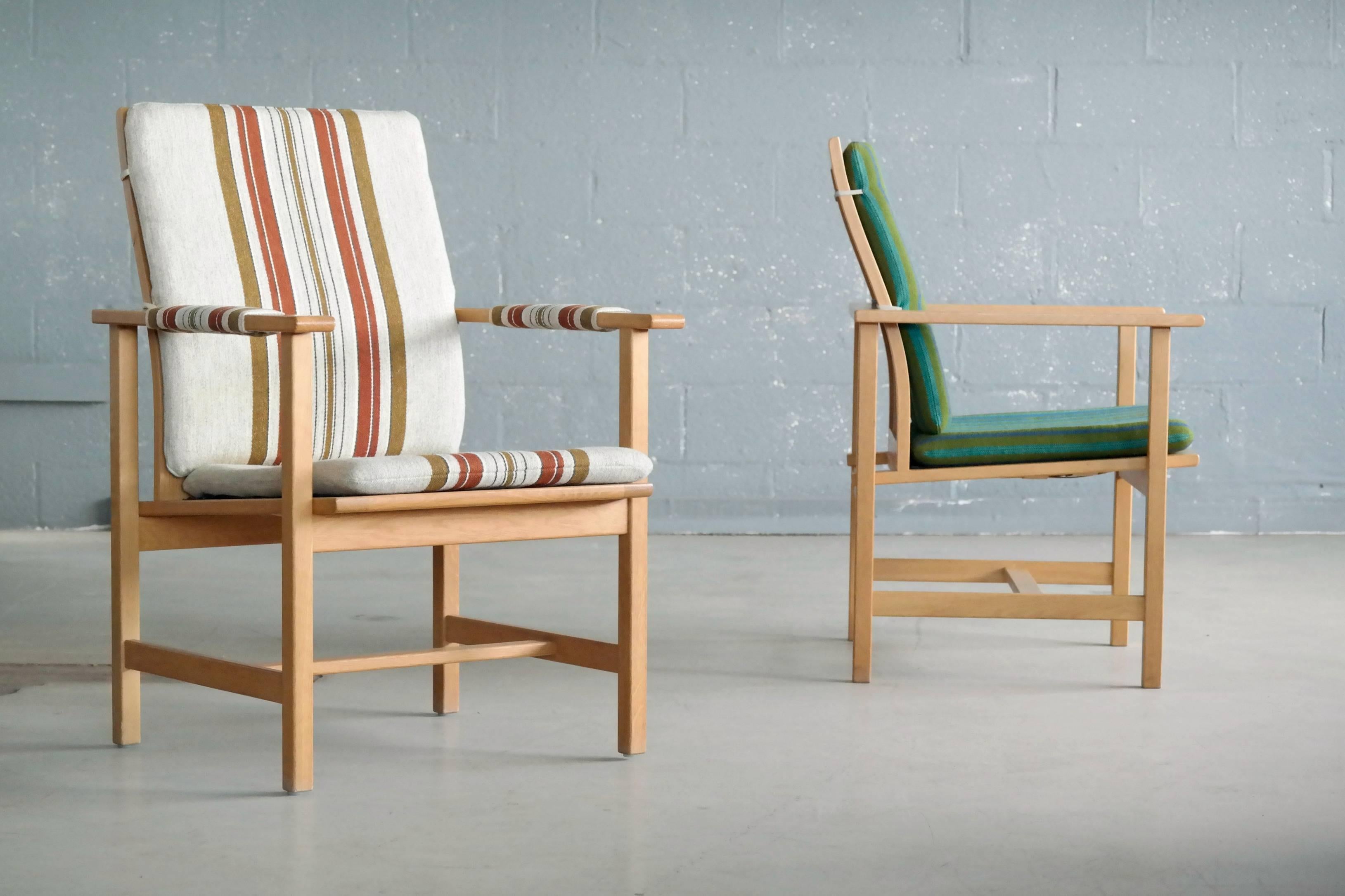 Danish Pair of Børge Mogensen Model 2257, Oak Lounge Chair for Fredericia Stolefabrik