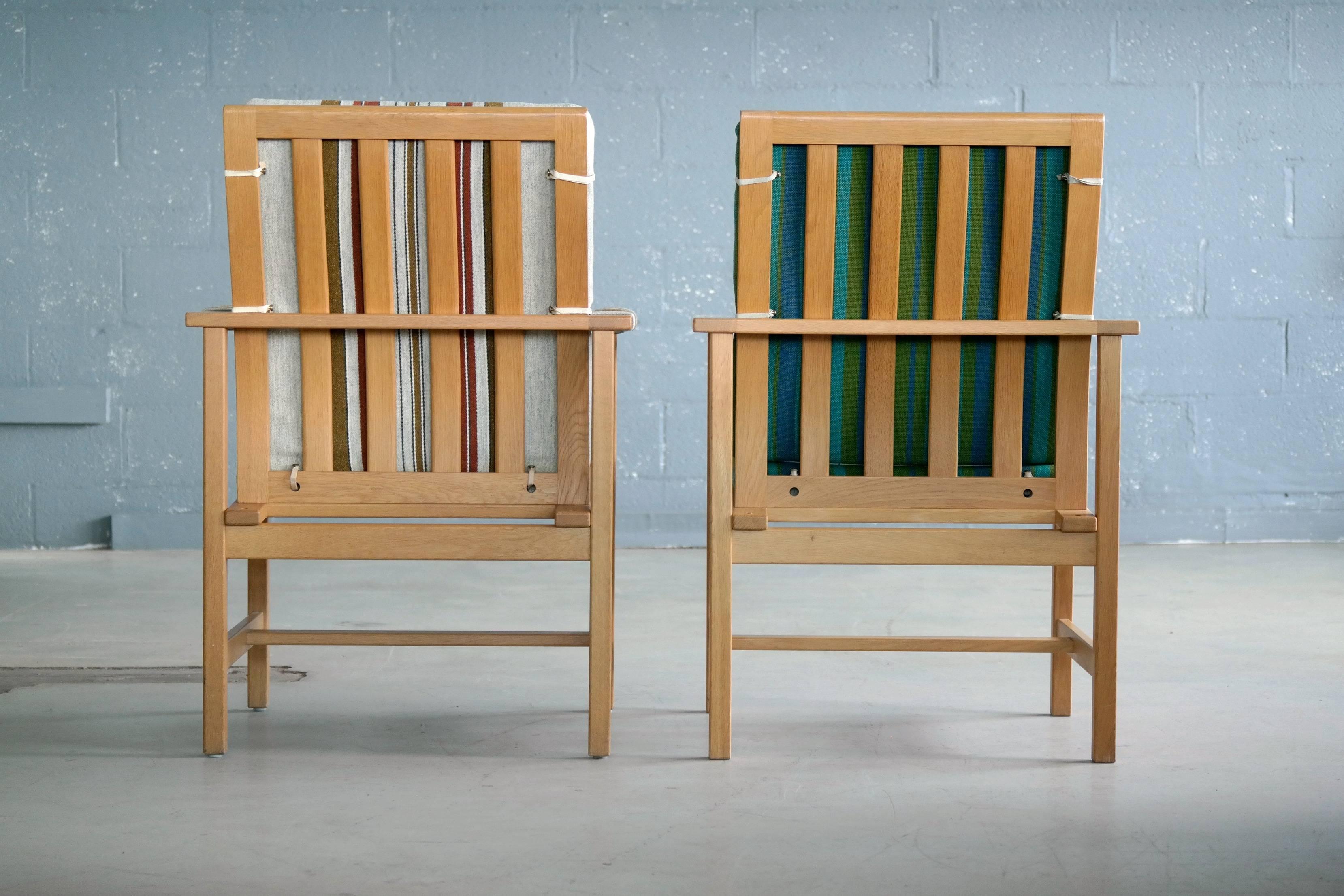 Wool Pair of Børge Mogensen Model 2257, Oak Lounge Chair for Fredericia Stolefabrik