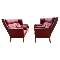 Pair Børge Mogensen Two-Seat Sofa's kupe 2292, original leather upholstery
