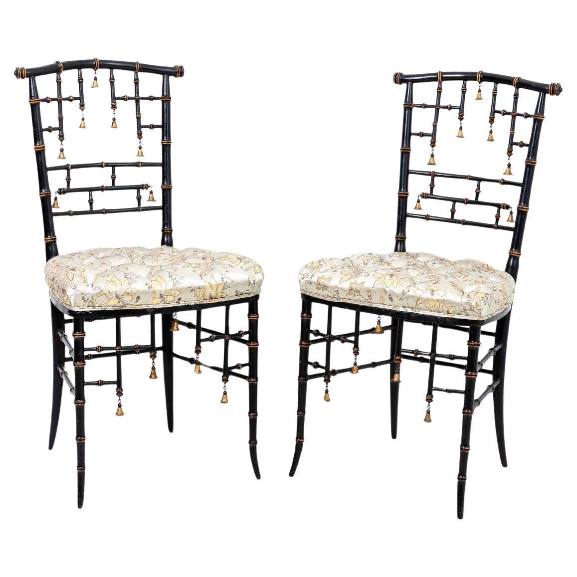Pair Brighton Style Faux Bamboo Chairs For Sale