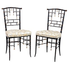 Pair Brighton Style Faux Bamboo Chairs