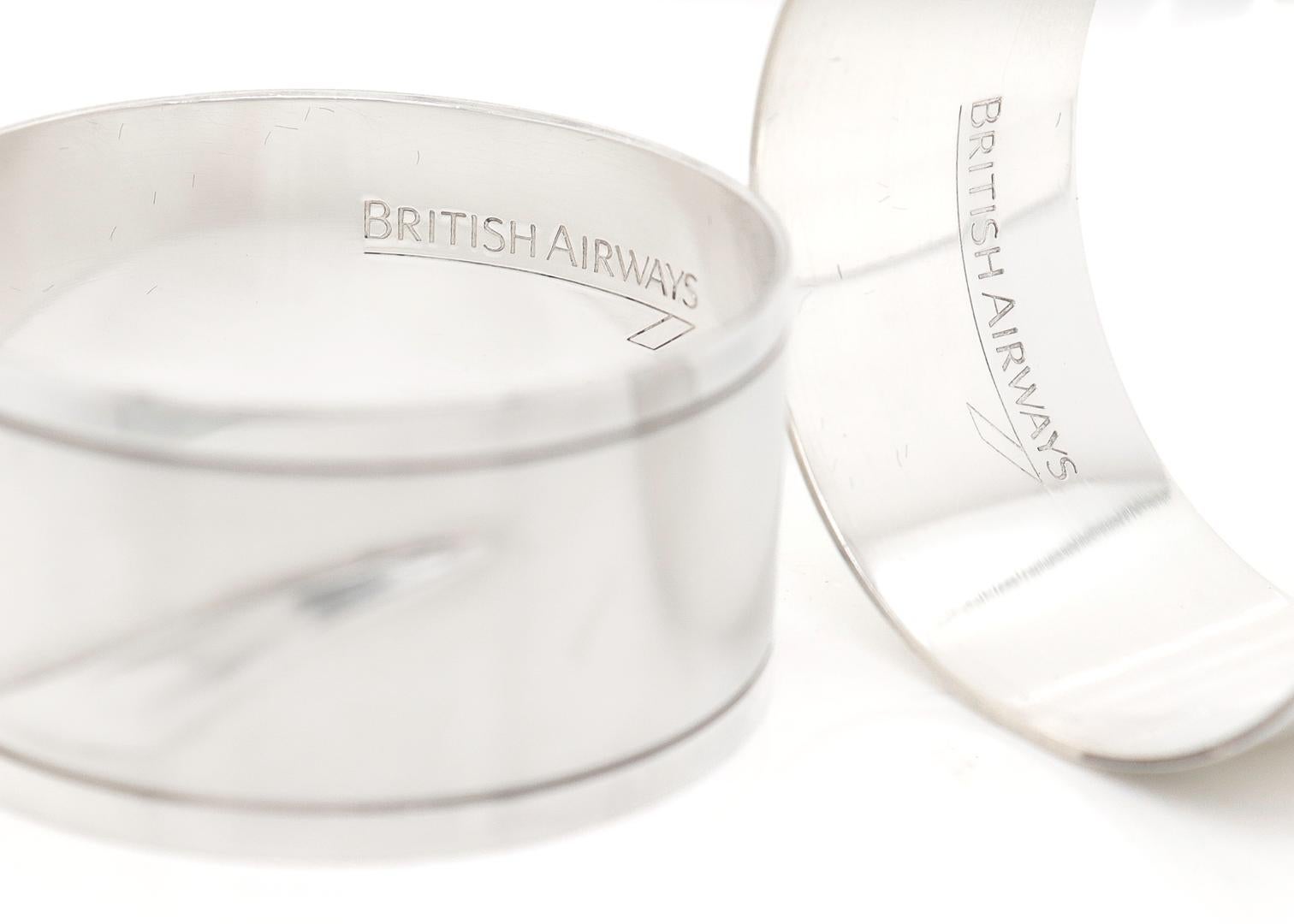 Pair British Airways Concorde Sterling Silver Napkin Rings in the Original Box For Sale 4
