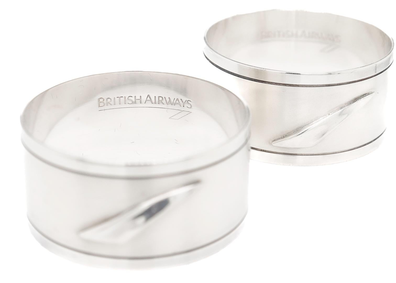 Paar British Airways Concorde Sterling Silber Serviettenringe in der Originalverpackung im Angebot 5