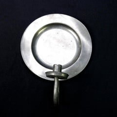 Pair British Colonial Style Pewter Candle Wall Sconces, circa 1930