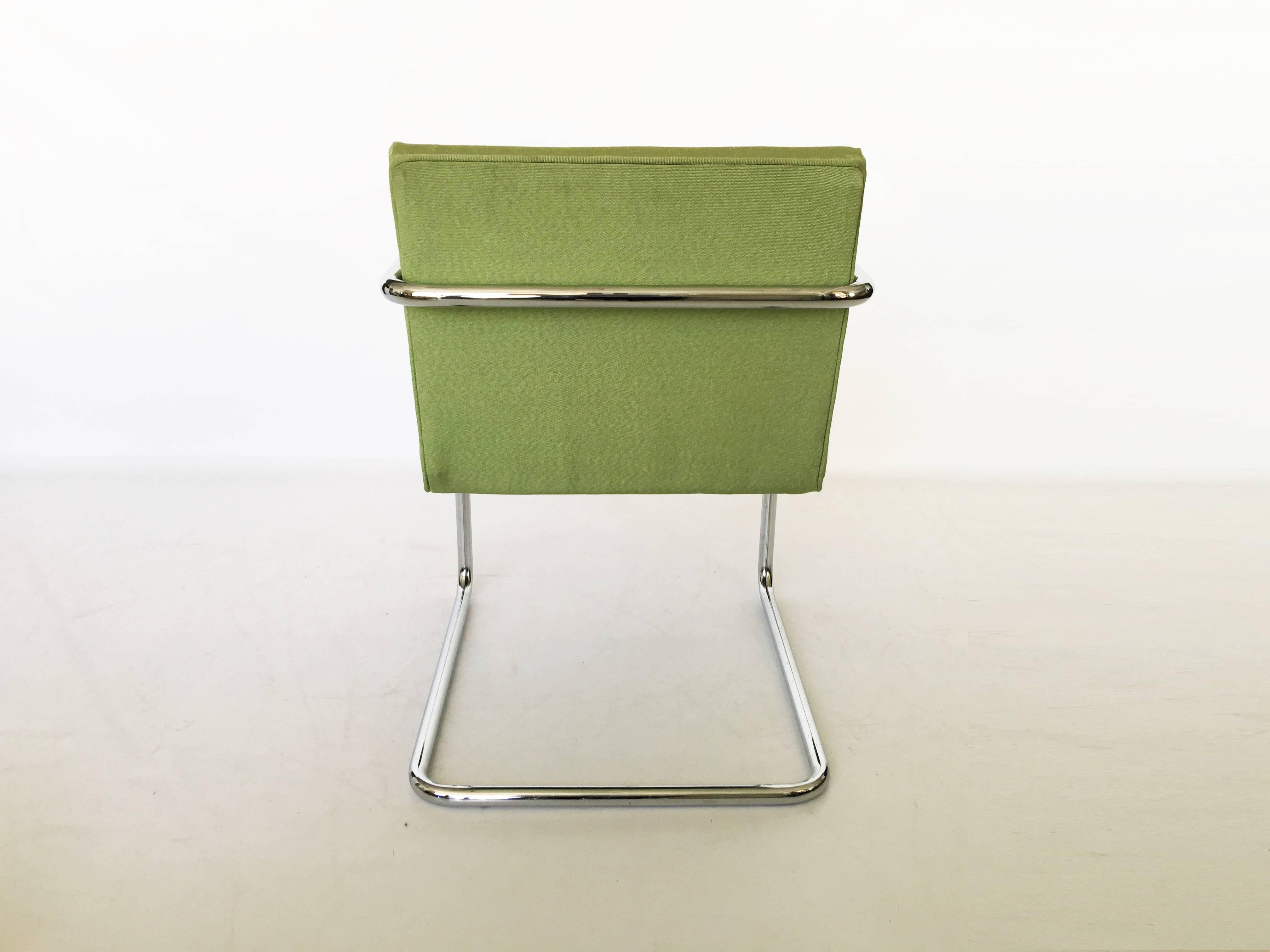 Chrome Pair of Brno Chairs in Green For Sale