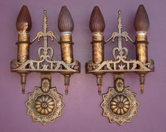 10 Bronze 1920s Spanish Revival Sconces priced per pair