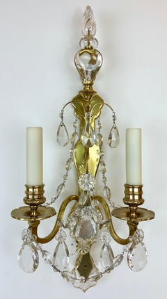 Paire d'appliques en bronze et cristal de style Louis XVI par Edward F Caldwell