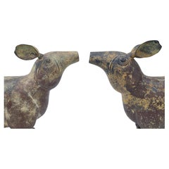 Pair Bronze Animal Sculptures