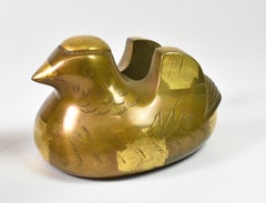 Pair Bronze Asian Bird Figural Screen Holders