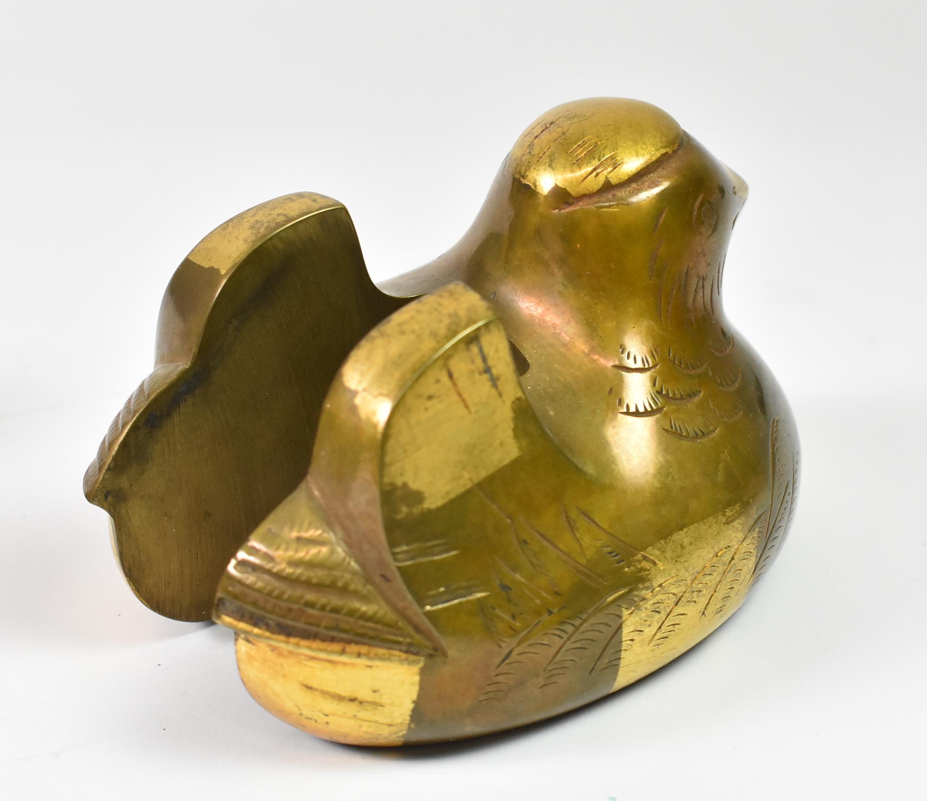 Modern Pair Bronze Asian Bird Figural Screen Holders For Sale