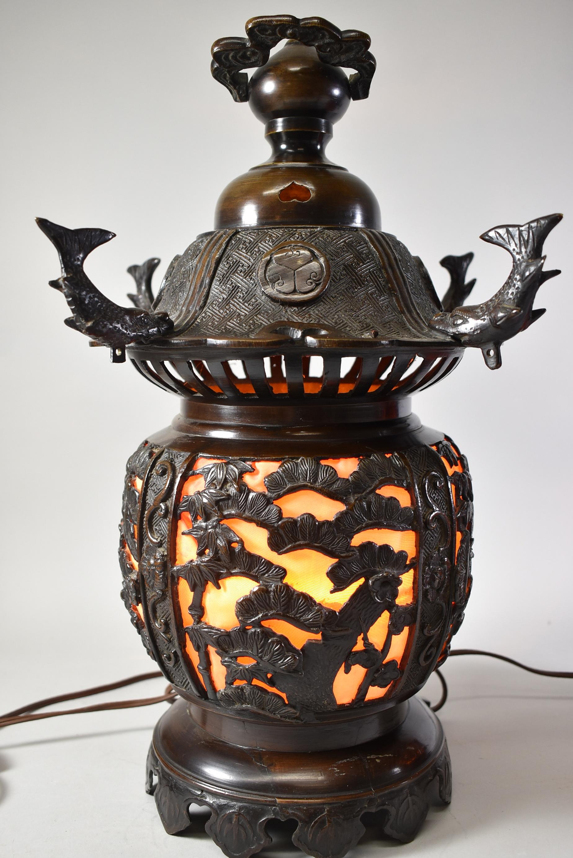 Other Pair Bronze Asian Style Reticulated Lanterns For Sale