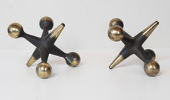 Pair Bronze Bill Curry Handmade Oversize Jacks - Jax Bookends or Doorstop 1960s