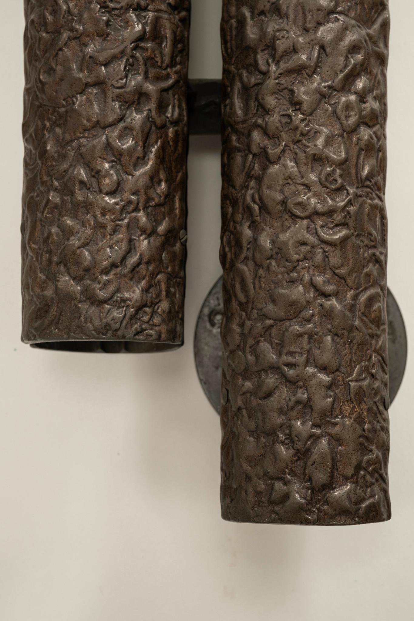 Pair Bronze Brutalist Sconces For Sale 1