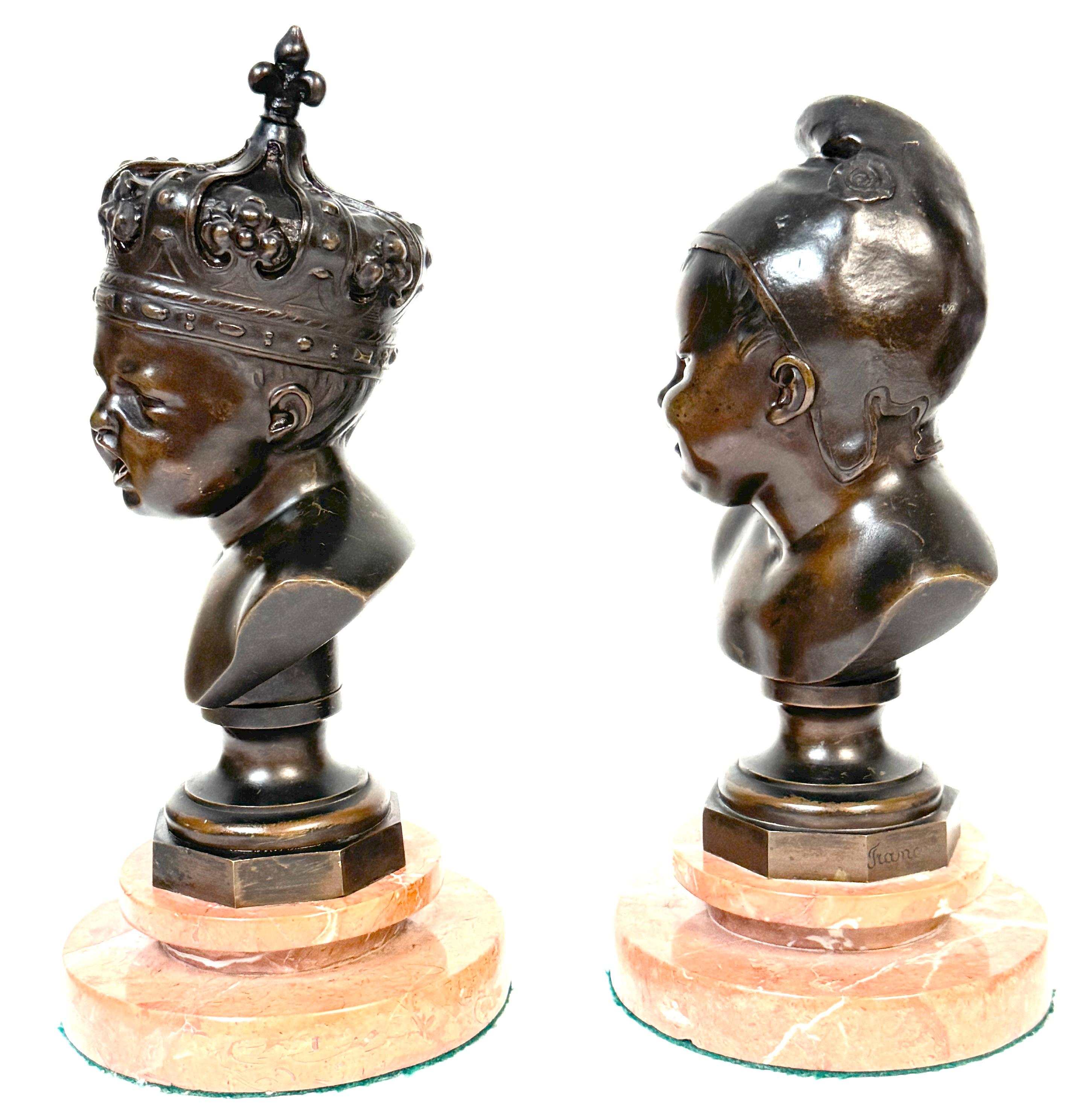 Pair Bronze Busts: 
